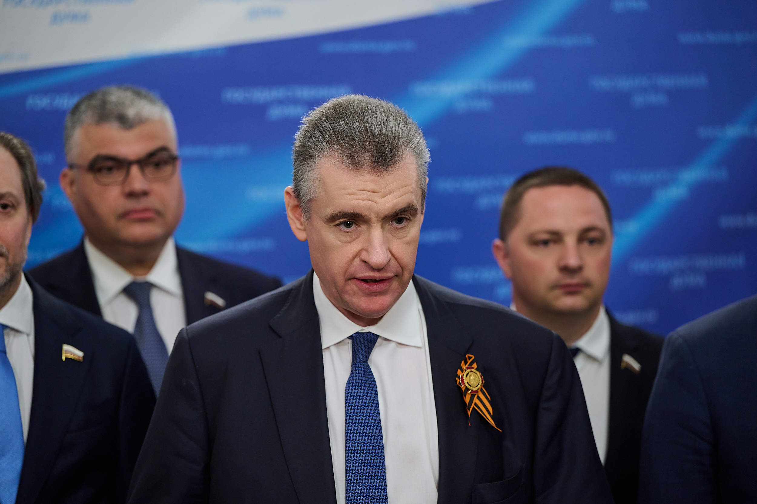 Пресс-подход депутатов фракции ЛДПР во главе с Леонидом Слуцким 13.05.2026